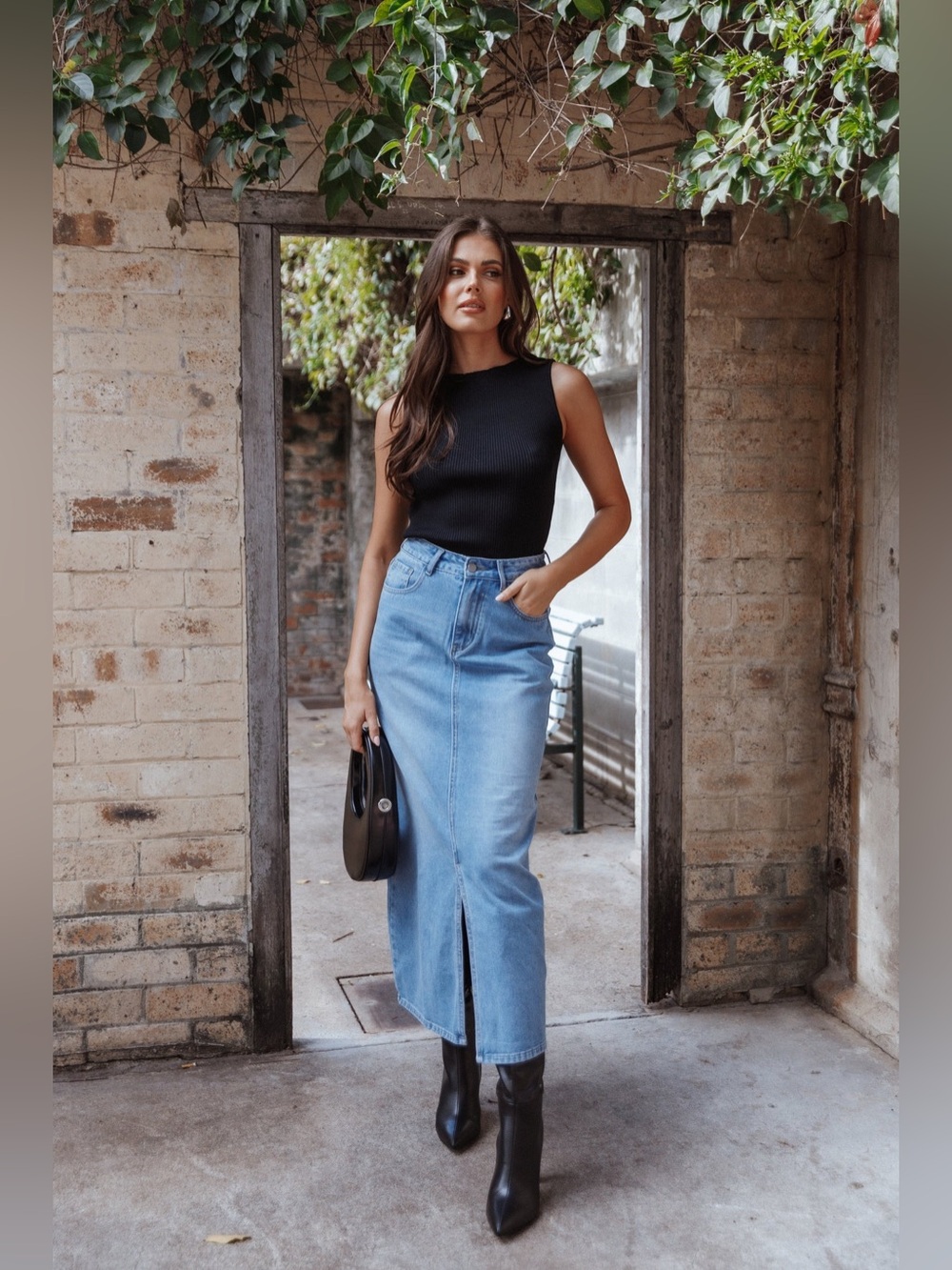 Petal & Pup Dana Denim Maxi Skirt Blue Wash Size 6